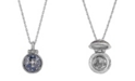 Symbols of Faith Silver-Tone Blue Enamel Cross Pendant Enclosed Virgin Mary Necklace